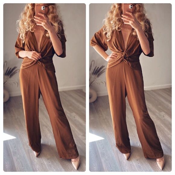 Zara Jumpsuit Wide Leg Knot Special Edition New - Picture 2 of 6